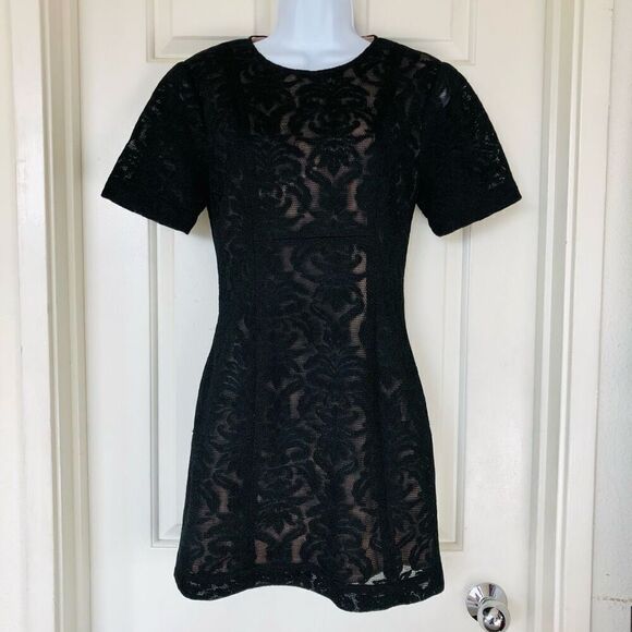 BCBGMAXAZRIA Ceara Black Lace Dress - Picture 1 of 11